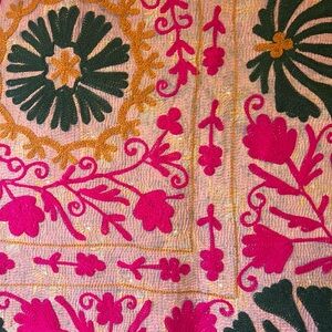 Suzani Pink Floral Quilt Throw